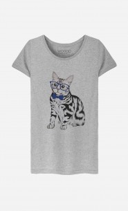 T-Shirt Femme Hipster Cat