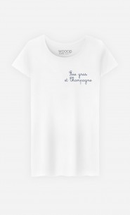 T-Shirt Femme Foie Gras et Champagne - Brodé