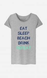 T-Shirt Femme Eat Sleep Beach Drink Repeat