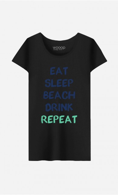 T-Shirt Femme Eat Sleep Beach Drink Repeat