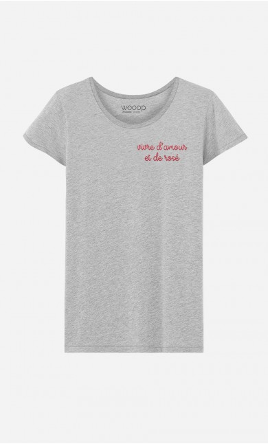 T-shirt Vivre d'Amour et de rosé - brodé