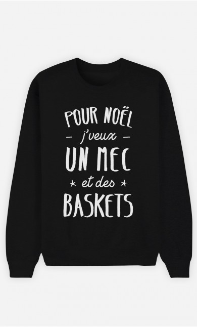 Sweat Noir J'veux Un Mec Et Des Baskets