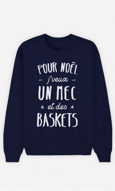 Sweat Bleu J'veux Un Mec Et Des Baskets