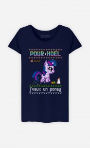 T-Shirt Femme Pour Noël, j'veux un poney