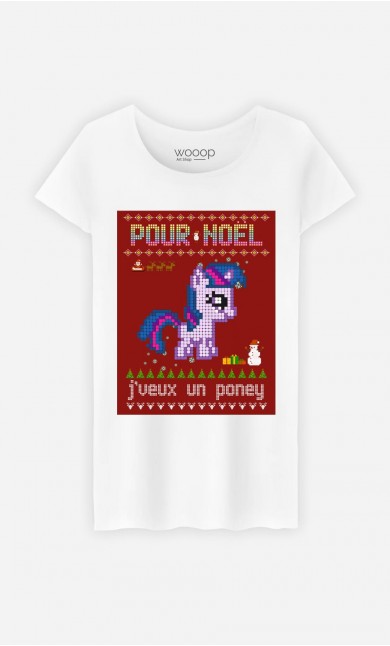 T-Shirt Femme Pour Noël, j'veux un poney