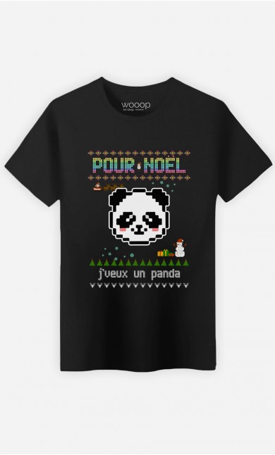 T-Shirt Homme Pour Noël, j'veux un panda