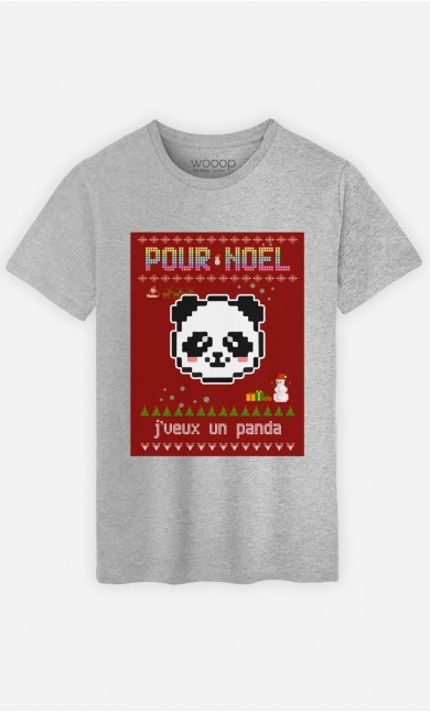 T-Shirt Homme Pour Noël, j'veux un panda