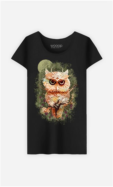 T-Shirt Noir Femme Owl autumn