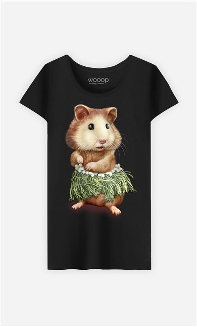 T-Shirt Noir Femme Hamster hula