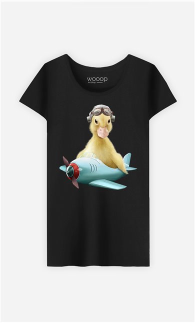 T-Shirt Noir Femme Duck pilot