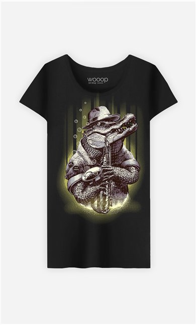 T-Shirt Noir Femme Croc rocker