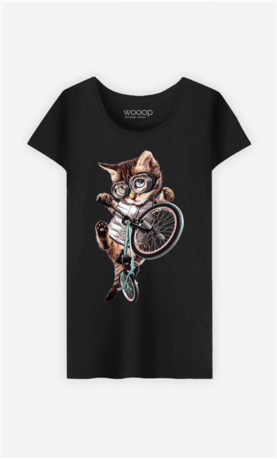 T-Shirt Noir Femme BMX cat