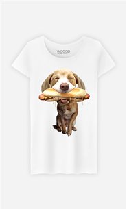 T-Shirt Blanc Femme Hotdog
