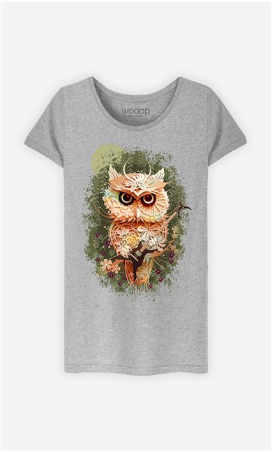 T-Shirt Gris Femme Owl autumn