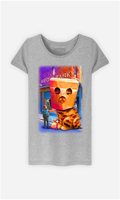 T-Shirt Gris Femme Giant cat robbery