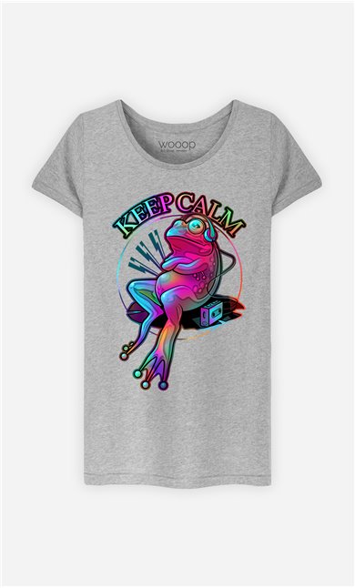 T-Shirt Gris Femme Frog keep calm
