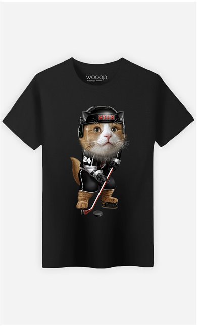 T-Shirt Noir Homme Team hockey cat