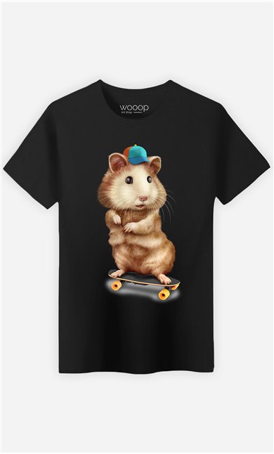T-Shirt Noir Homme Skateboard hamster