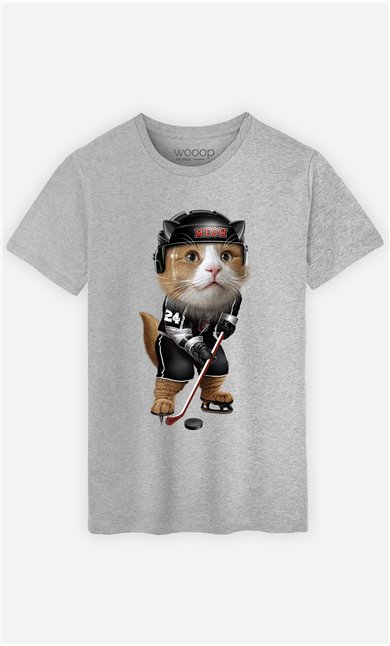 T-Shirt Gris Homme Team hockey cat