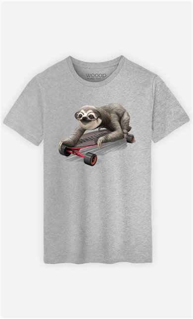 T-Shirt Gris Homme Skateboard sloth