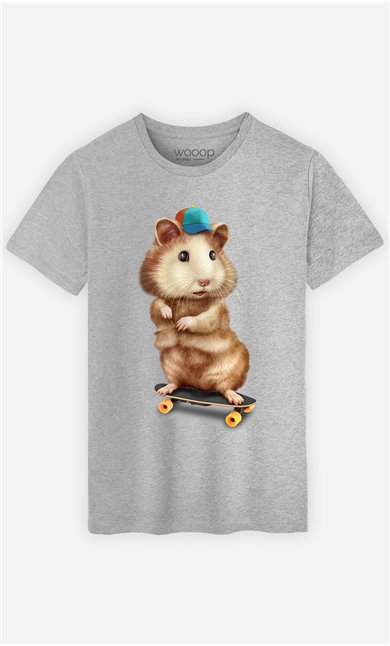 T-Shirt Gris Homme Skateboard hamster