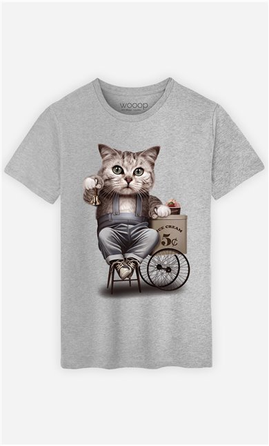 T-Shirt Gris Homme Cat selling ice cream
