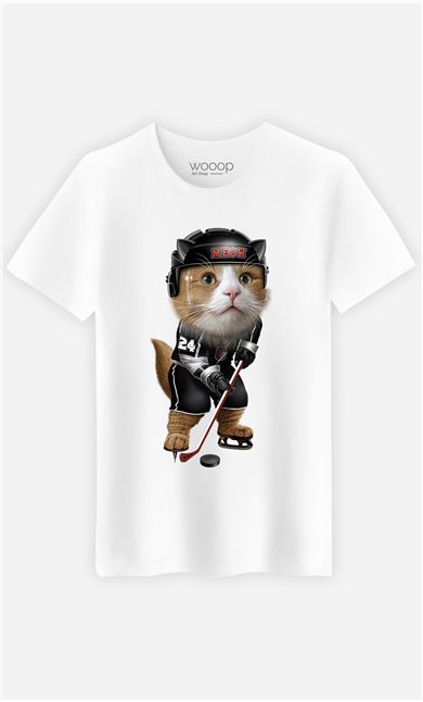 T-Shirt Blanc Homme Team hockey cat