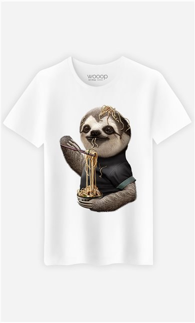 T-Shirt Blanc Homme Sloth loves noodles