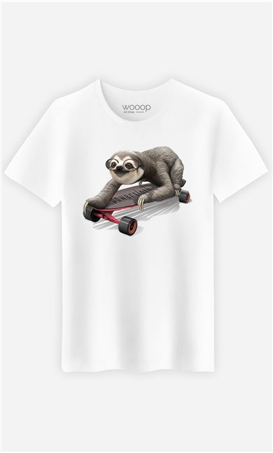 T-Shirt Blanc Homme Skateboard sloth