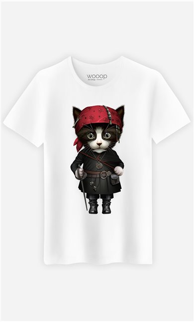 T-Shirt Blanc Homme Pirate cat