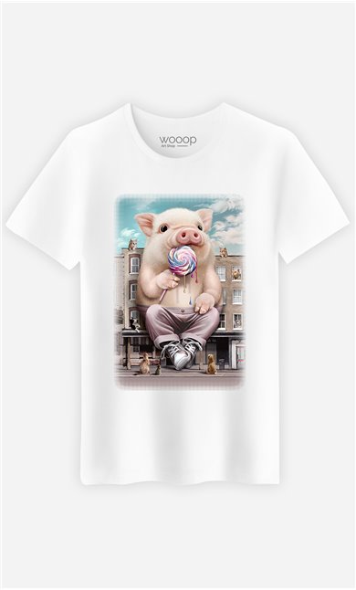 T-Shirt Blanc Homme Pig attack