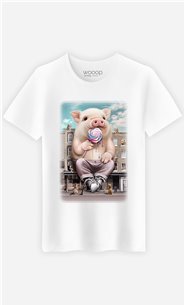 T-Shirt Blanc Homme Pig attack