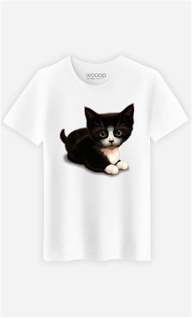 T-Shirt Blanc Homme Cute cat
