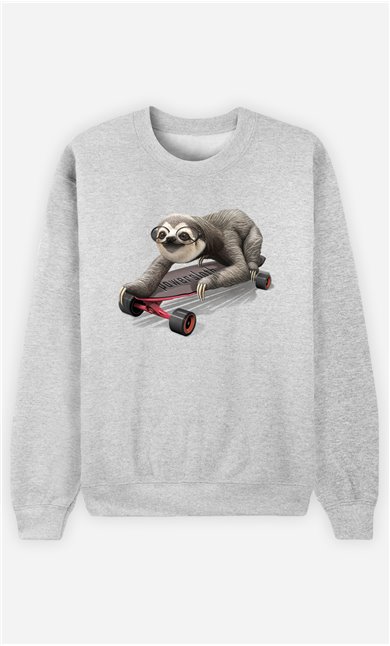 Sweat Gris Femme Skateboard sloth
