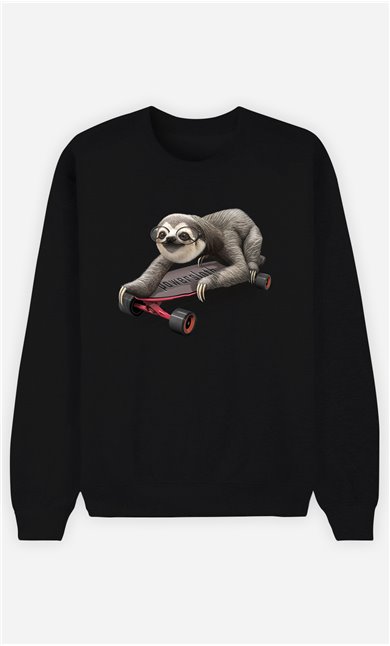Sweat Noir Femme Skateboard sloth