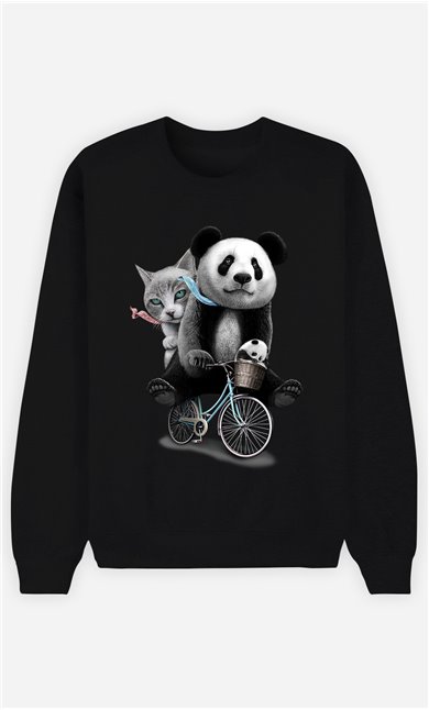 Sweat Noir Femme Panda bicycle