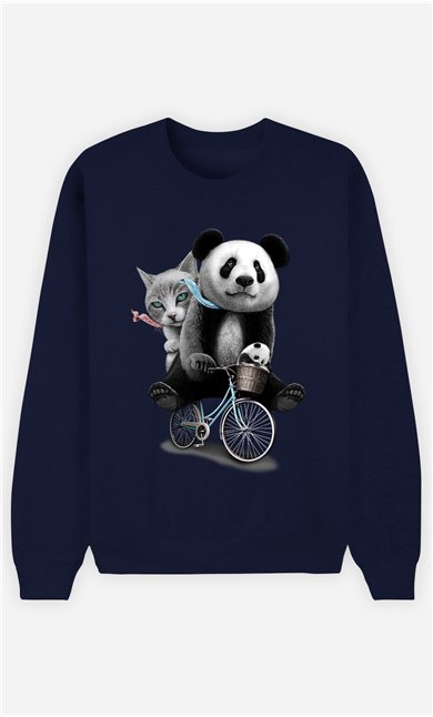 Sweat Bleu Homme Panda bicycle