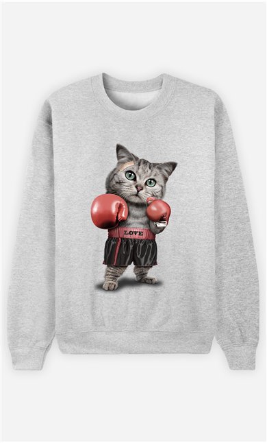 Sweat Gris Homme Boxing cat