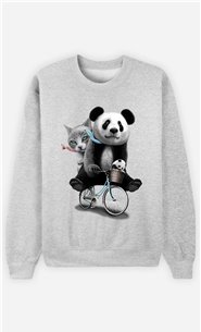 Sweat Gris Homme Panda bicycle
