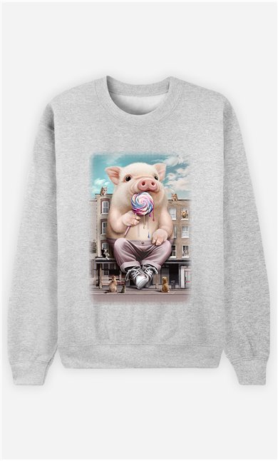Sweat Gris Homme Pig attack