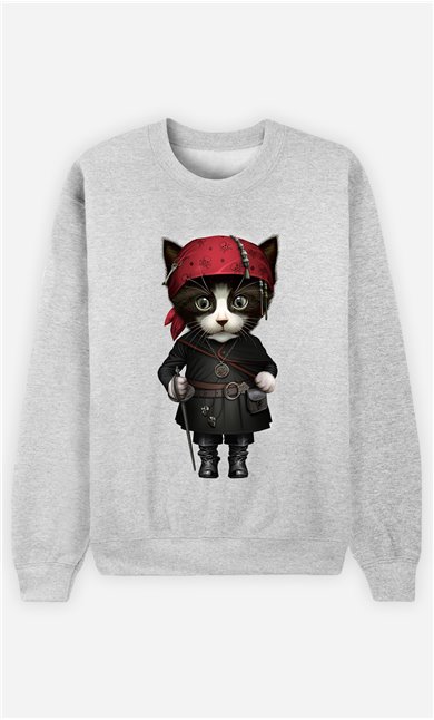 Sweat Gris Homme Pirate cat