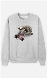 Sweat Gris Homme Skateboard sloth