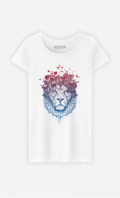 T-Shirt Femme Floral Lion
