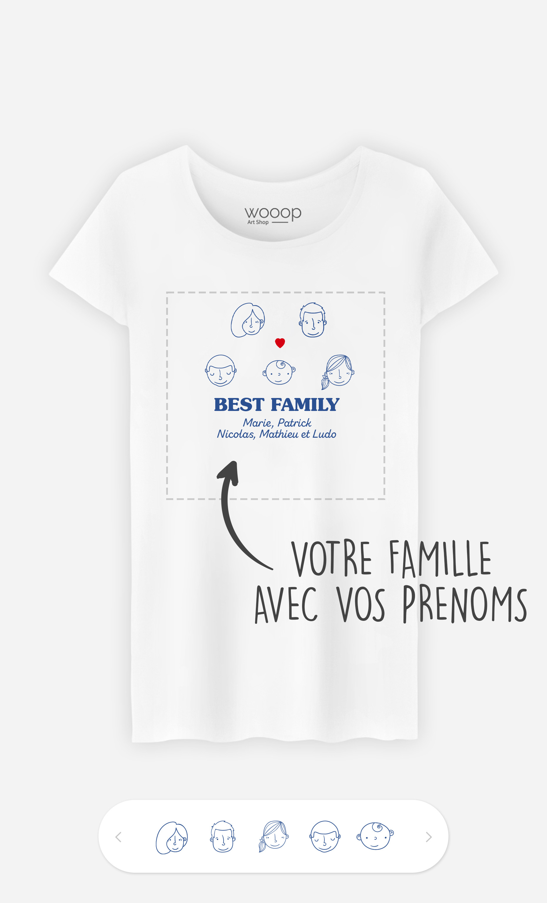 T-Shirt Femme Best Family Visages à personnaliser