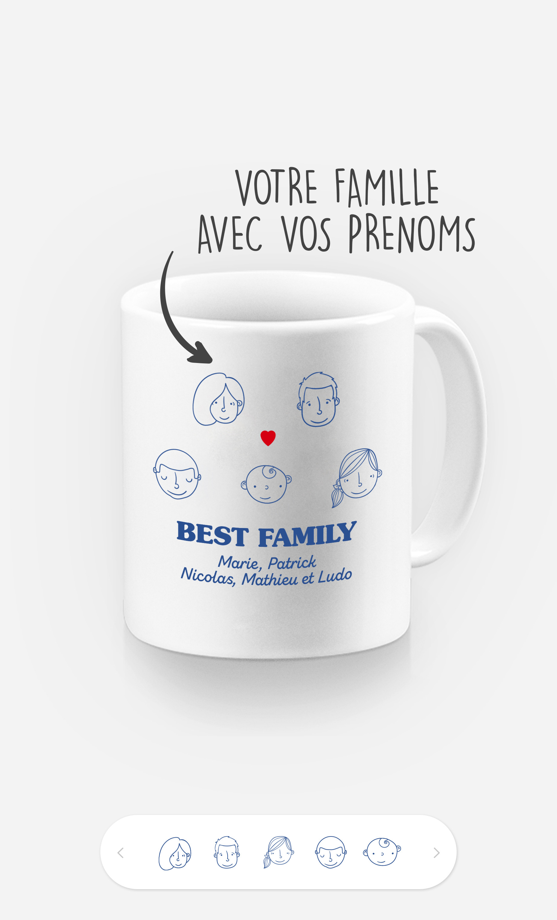 Mug Best Family Visages à personnaliser