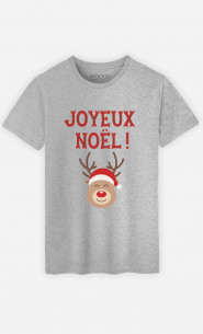 T-Shirt Blanc Homme Joyeux Noël Renne - Wooop Art Shop 