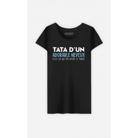 T Shirt Noir Femme Tata D un Adorable Neveux Wooop Art Shop