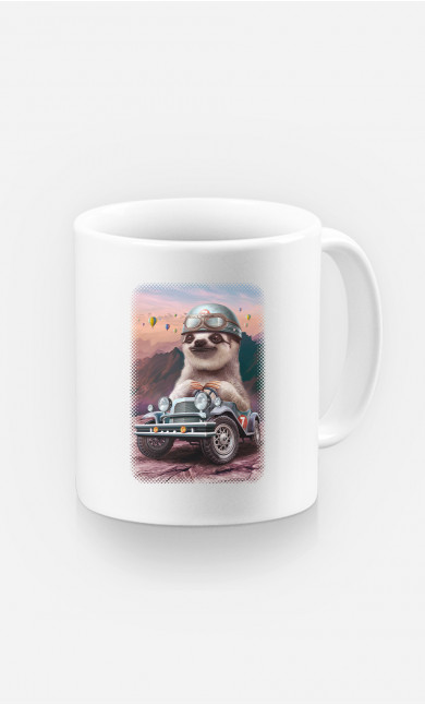 Mug Sloth On Racing Car