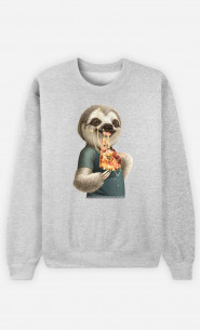 Sweat Homme Sloth Eat Pizza