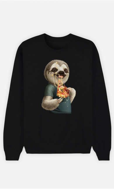 Sweat Homme Sloth Eat Pizza